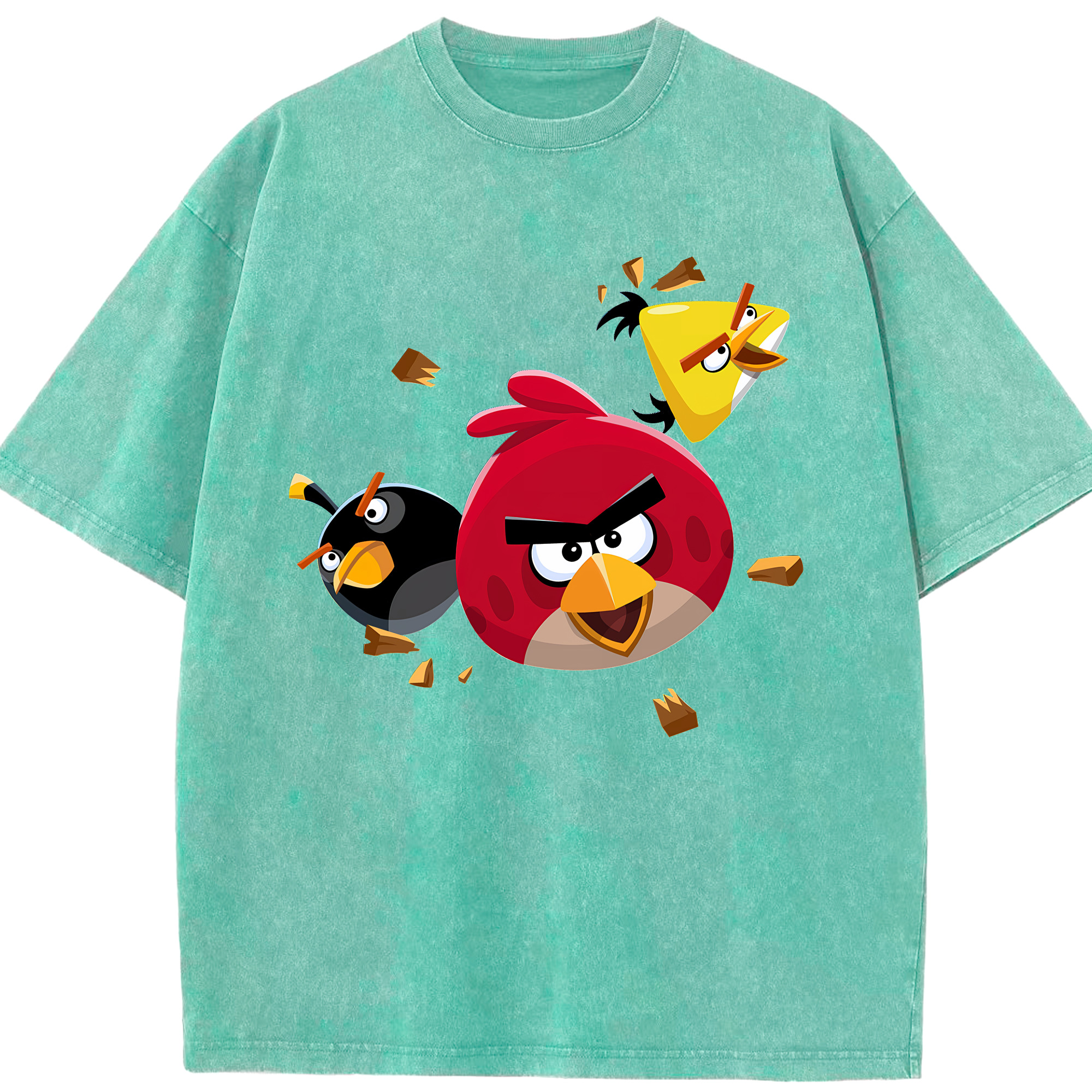 （画像用） Angry Birds アングリーバード 綿100% ヴィンテージ風 半袖Tシャツ（フロントプリント）